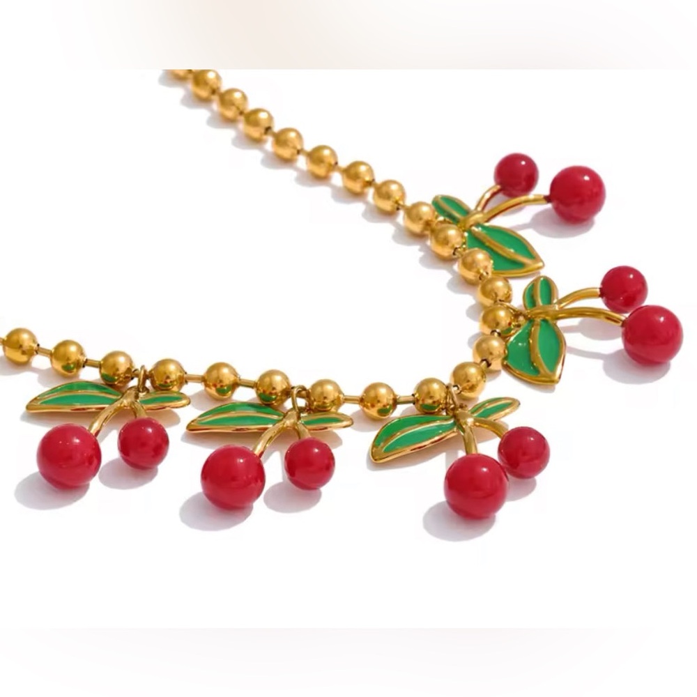Cherry Blossom 18k gold Plated Stainless Steel Necklace